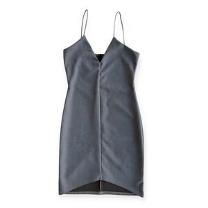 Women's Faux Suede Taupe Mini Dress‎ 6 Bodycon Asymmetrical Y2K 90s